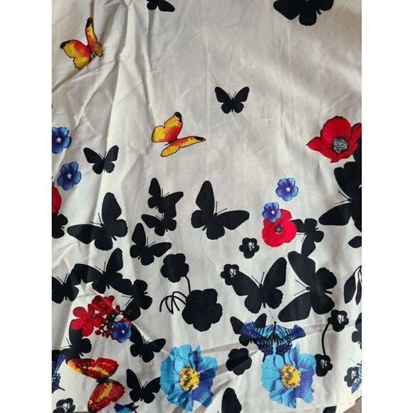 🦋 Pinup Retro Vintage 1950s Butterfly Floral Print Tea Dress with Belt SIZE L N - Picture 7 of 16